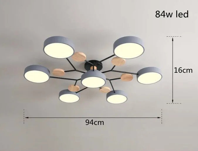 plafonnier led moderne vert blanc gris bois clair circulaire métallique scandinave éclairage intérieur