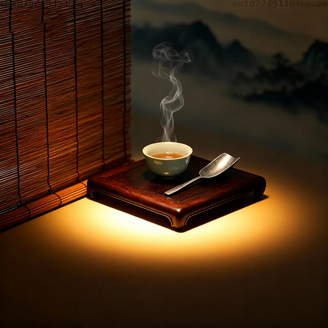 plateau carré bois noir lisse support thé tasses plante succulente décoration classique artisanal handmade