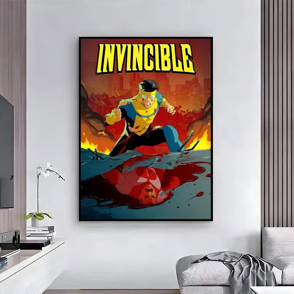 affiche invincible comics multicolore personnages dynamique moderne cadre fácil appliquer decoration