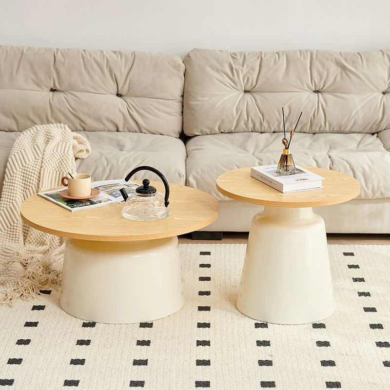 table basse moderne minimaliste bois rond marocain artificial board centralisée