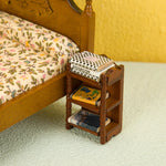 miniature bibliothèque bois étagères sculptées livres miniatures classique pièce maison poupée