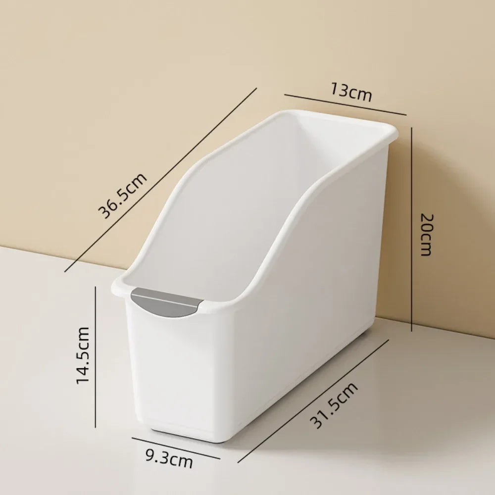 organisateur rangement moderne boîte tri plastique empilable compartiments multifonctionnels beige gris clair poignées bois