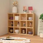 étagère modulaire bois naturel moderne 12 compartiments vases céramique bougies figurines boîte thé tasse
