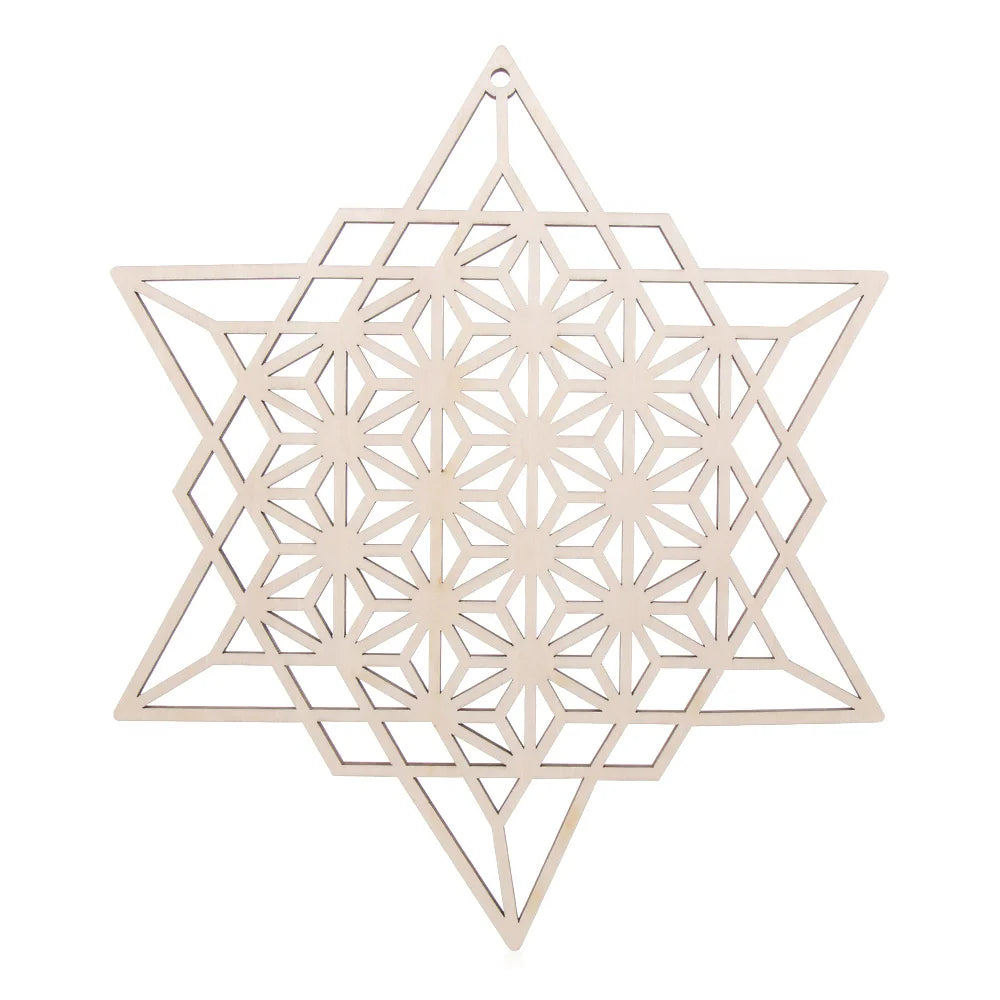 coasters bois clair gravure circulaire fleur vie om lotus minimaliste 14cm 30cm