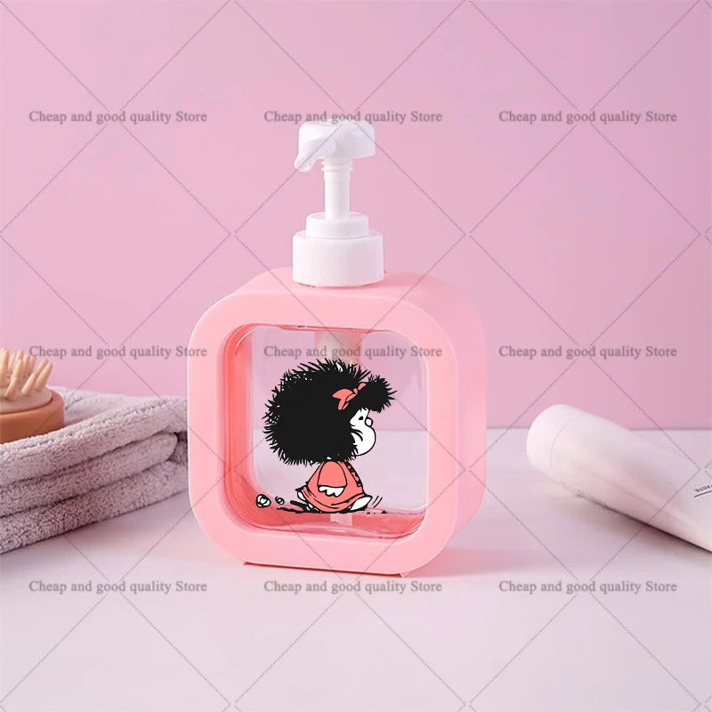 distributeur savon liquide rose personnages animés transparent moderne 300ml rechargeable