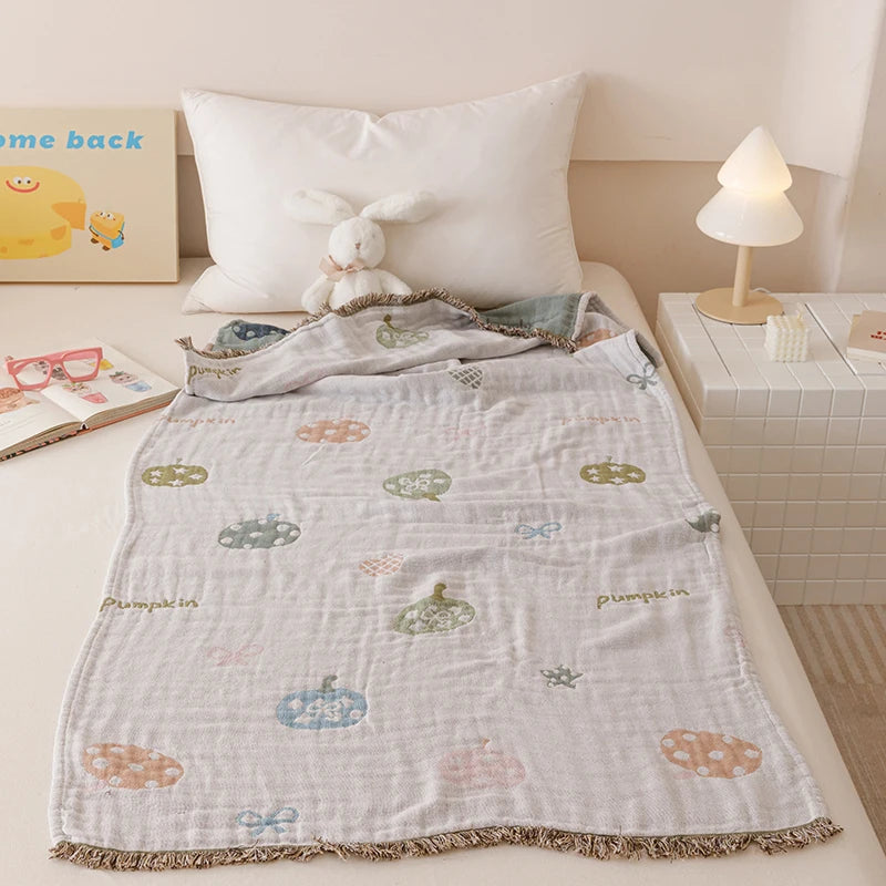 couverture coton animaux motifs douce bébé enfant jacquard absorbante multifacteurs rose gris blanc