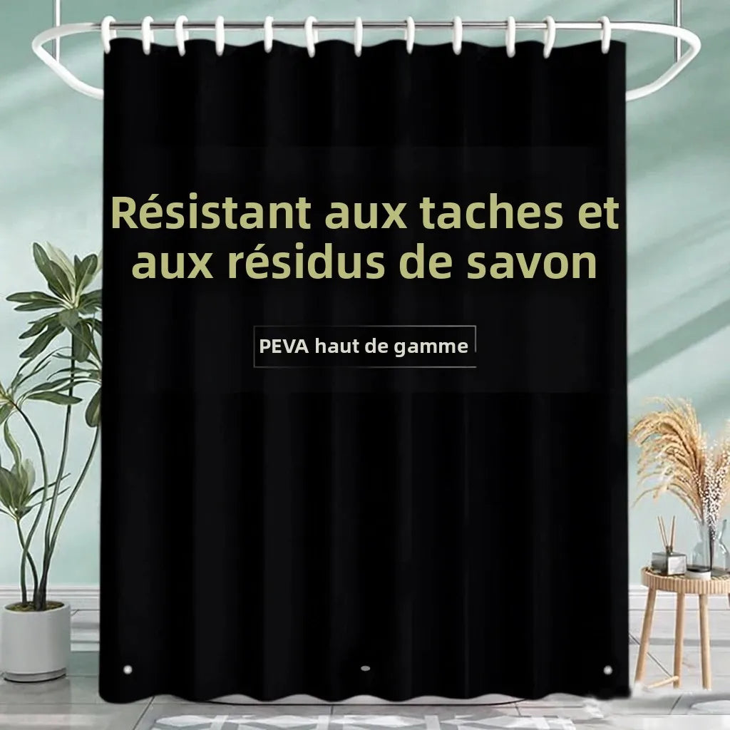 rideau douche rose clair rayures horizontales moderne aimants opaques résistants
