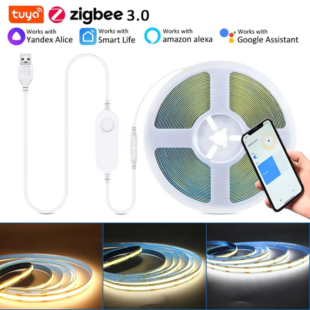 ruban led 320led/m zigbee controle app blanc blanc naturel blanc chaud moderne