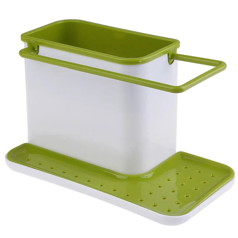 organisateur vaisselle plastique vert blanc moderne pratique support mural éponge gant cuisine brosse pot