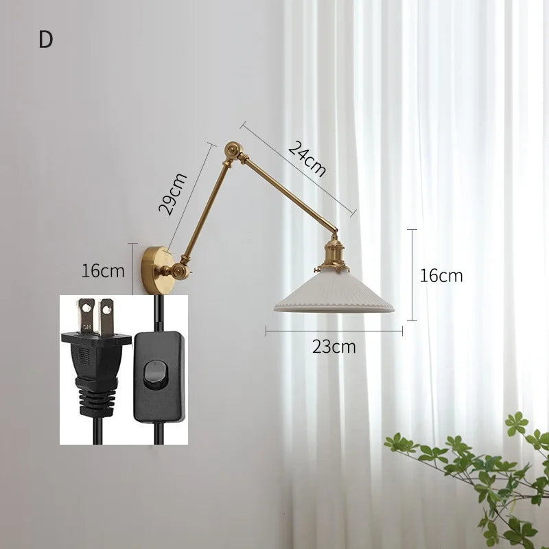 lampe murale moderne or blanc plissée cordon commande 29cm 16cm 24cm 14cm 30cm 17cm