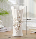vase porcelaine céramique fleurs relief blanc classique moderne décoration table