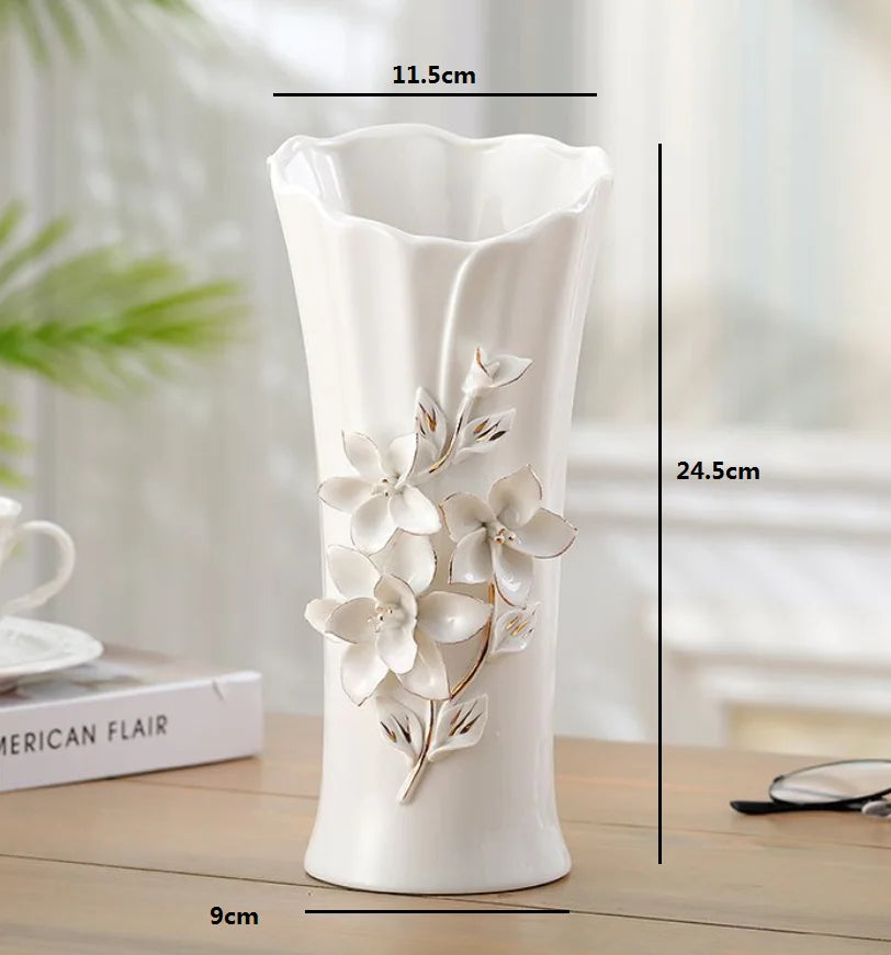 vase porcelaine céramique fleurs relief blanc classique moderne décoration table