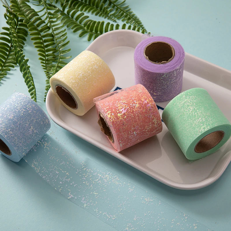 ruban pailleté moderne élégant adhésif rose violet vert beige bleuclair polyester 25yards
