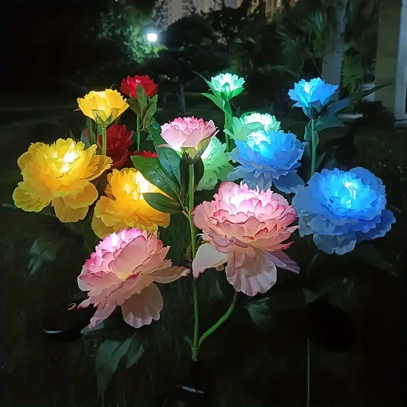 lumières solaires fleurs artificielles roses blanches jaunes extérieures autoinstallation ip44 led vacances