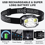 lampe frontale rechargeable noire tissu élastique texturée ceinture usb cables micro usb
