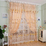 rideaux voilage floral violet rose bleu vert orange décoratif moderne polyester transparent chambre salonhôtel