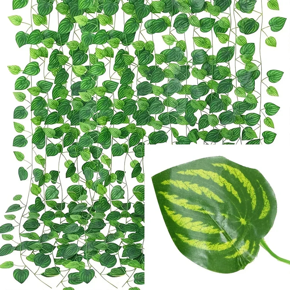 guirlande végétale artificielle feuilles vertes modernes décoration extérieure 26m longueur totale