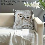 housse coussin carré motif chouettes neige texture veloutée polyester blanc moderne maison chambre coucher