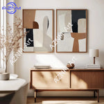 tableau abstrait contemporain toile peinture beige noir blanc marron clair 50x70cm 40x60cm 30x40cm 20x30cm