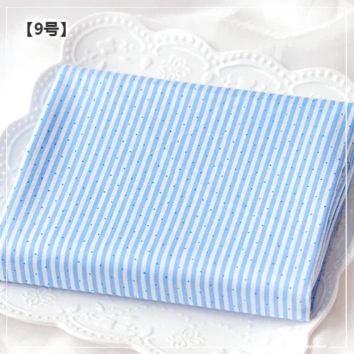 tissu coton bleu clair imprimé points rayures triangles zigzag moderne décontracté biodegradable 160cm
