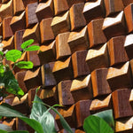 panneau décoratif bois cubes géométriques moderne marron clair foncé autocolant 3d