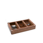 boîte bijoux bois foncé tissu intérieur moderne clips anneaux boucles d'oreilles colliers cadeau présentation
