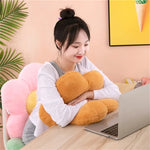 coussin fleur peluche lavable rose gris vert jaune violet moderne chambre lit
