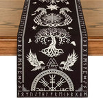 drapeau table artisanal nordique motifs corbeaux arbre vie brunclair festive halloween noël mariage coachella
