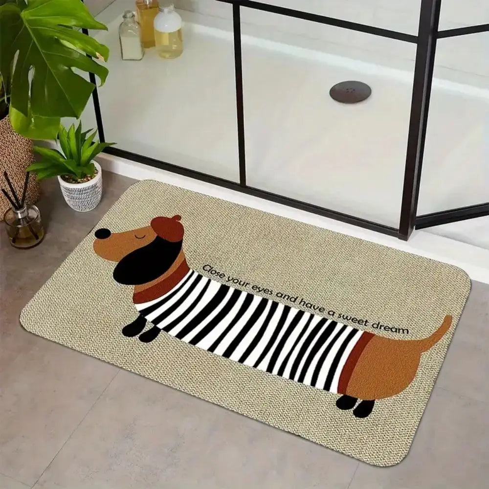 tapis moderne rayures noires blanches points blancs fond noir anti salissure antidérapant polyester