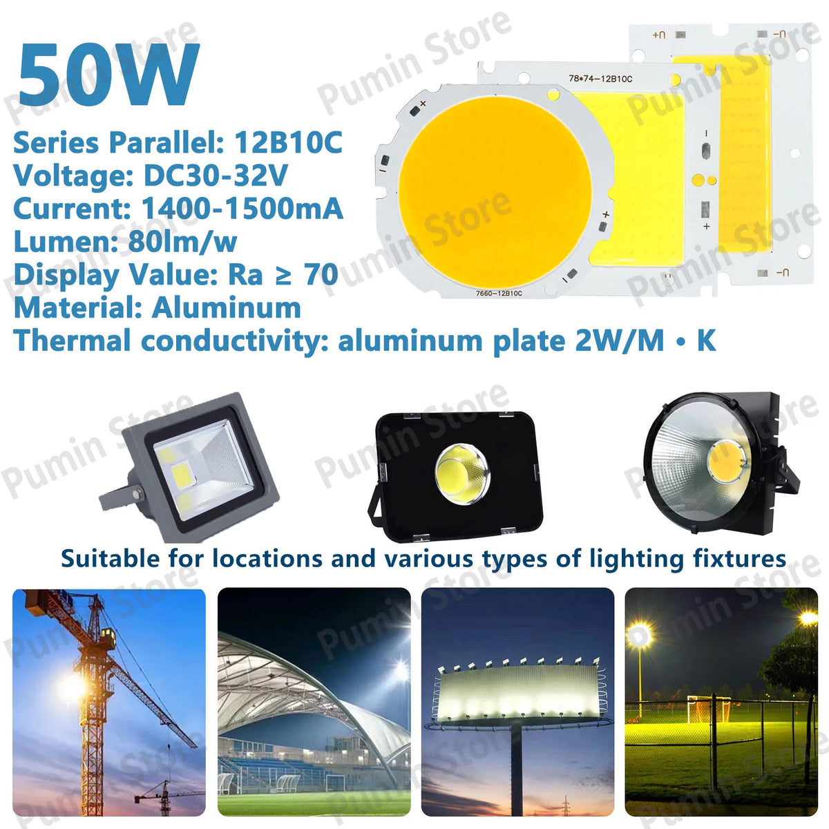 lampe led 50w blanc froid neutre chaud moderne opacité mat 76x74mm 80x31mm dc30v