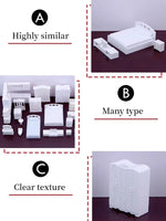 meubles miniatures blancs moderne lit armoire commode table chaise toilette téléviseur lampe photo