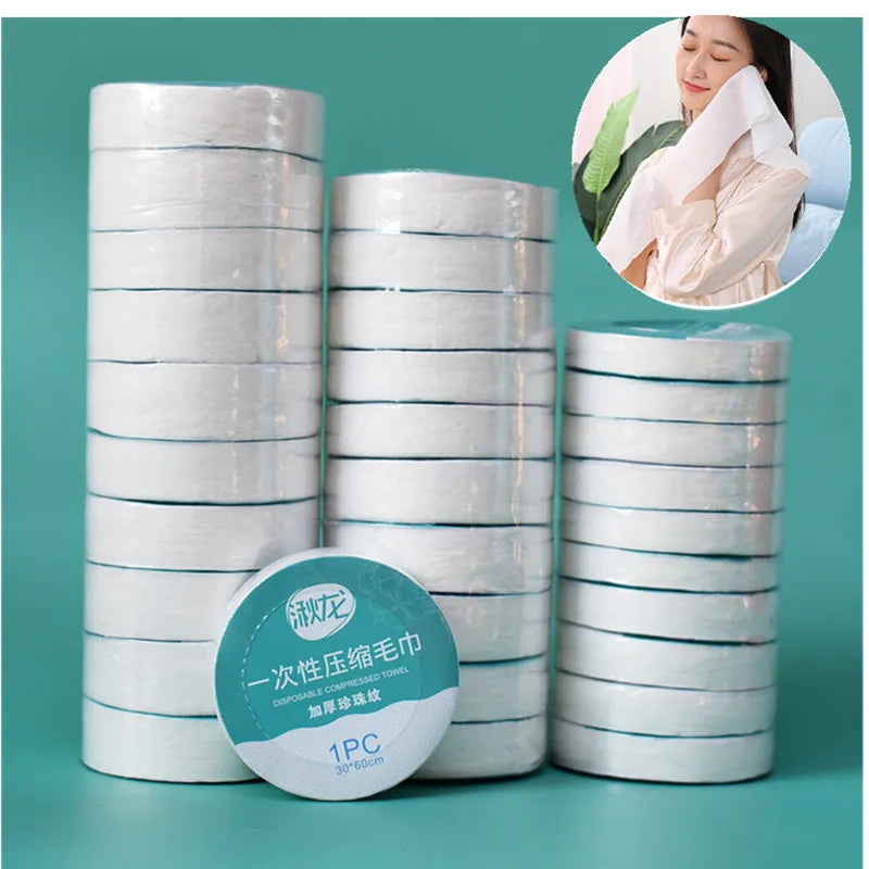 serviettes jetables coton séchage rapide compressees moderne blanches 30x60cm voyage toilette ensemble 10PCS