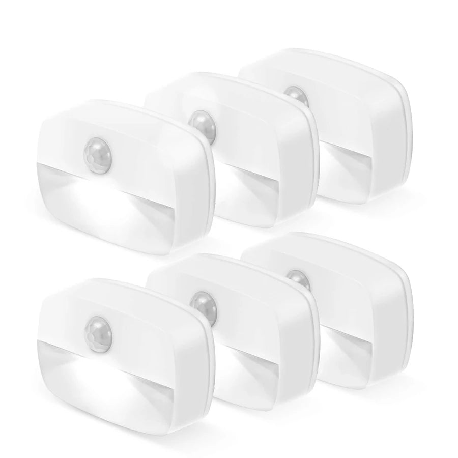 veilleuse led détecteur mouvement blanc moderne adhésif batteries aaa 62x42x22 mm