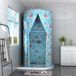 rideau extérieur tente cabine dôme bleu blanc motifs feuilles imperméable polyester cloison semi transparent