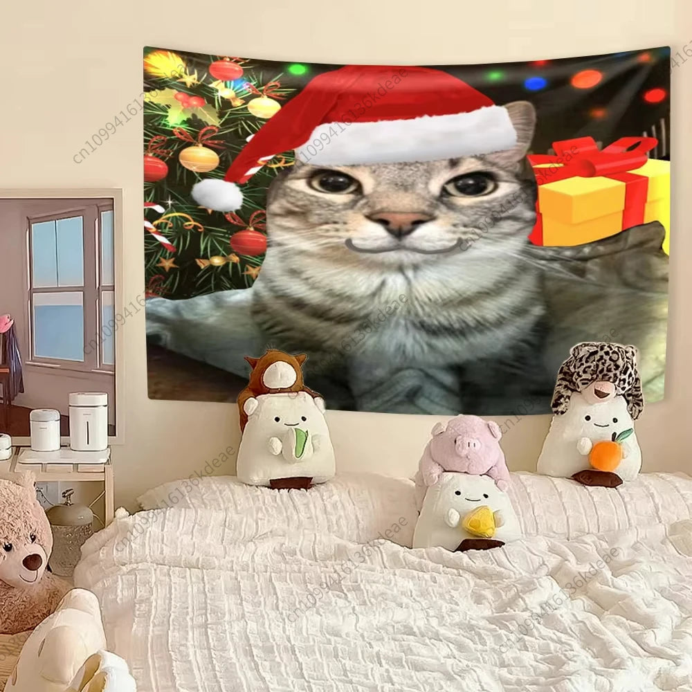 Comparaison des tailles disponibles pour la tapisserie murale chat kawaii