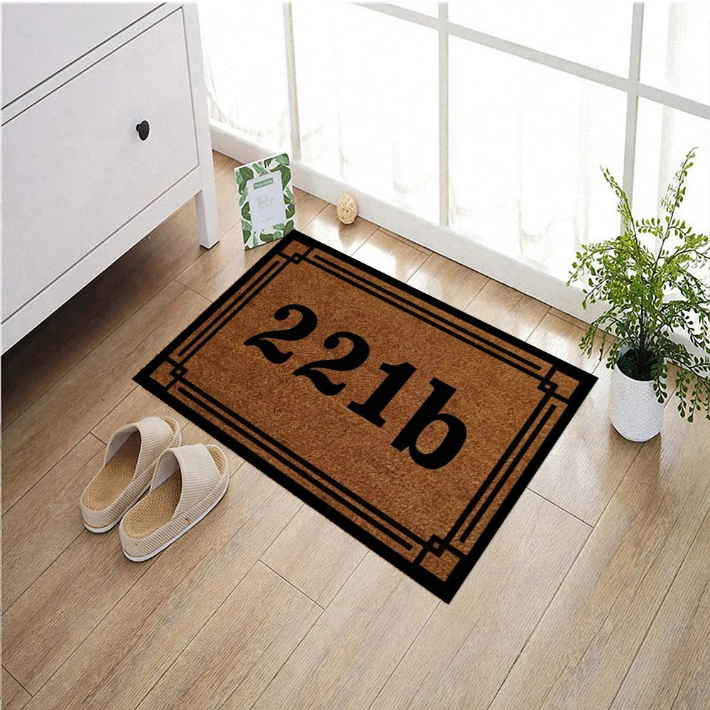 tapis d'entrée imperméable antidérapant marron clair noir bordure décorative résistant rides extérieur intérieur classique