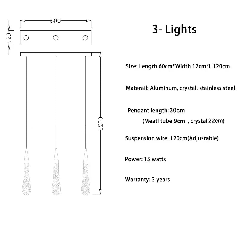 suspension lumineuse moderne cristal doré transparent gouttes verre led