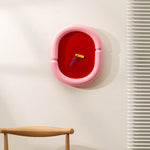 horloge murale moderne minimaliste rouge jaune bleu clair rose simple ornement 36x30cm acrylique
