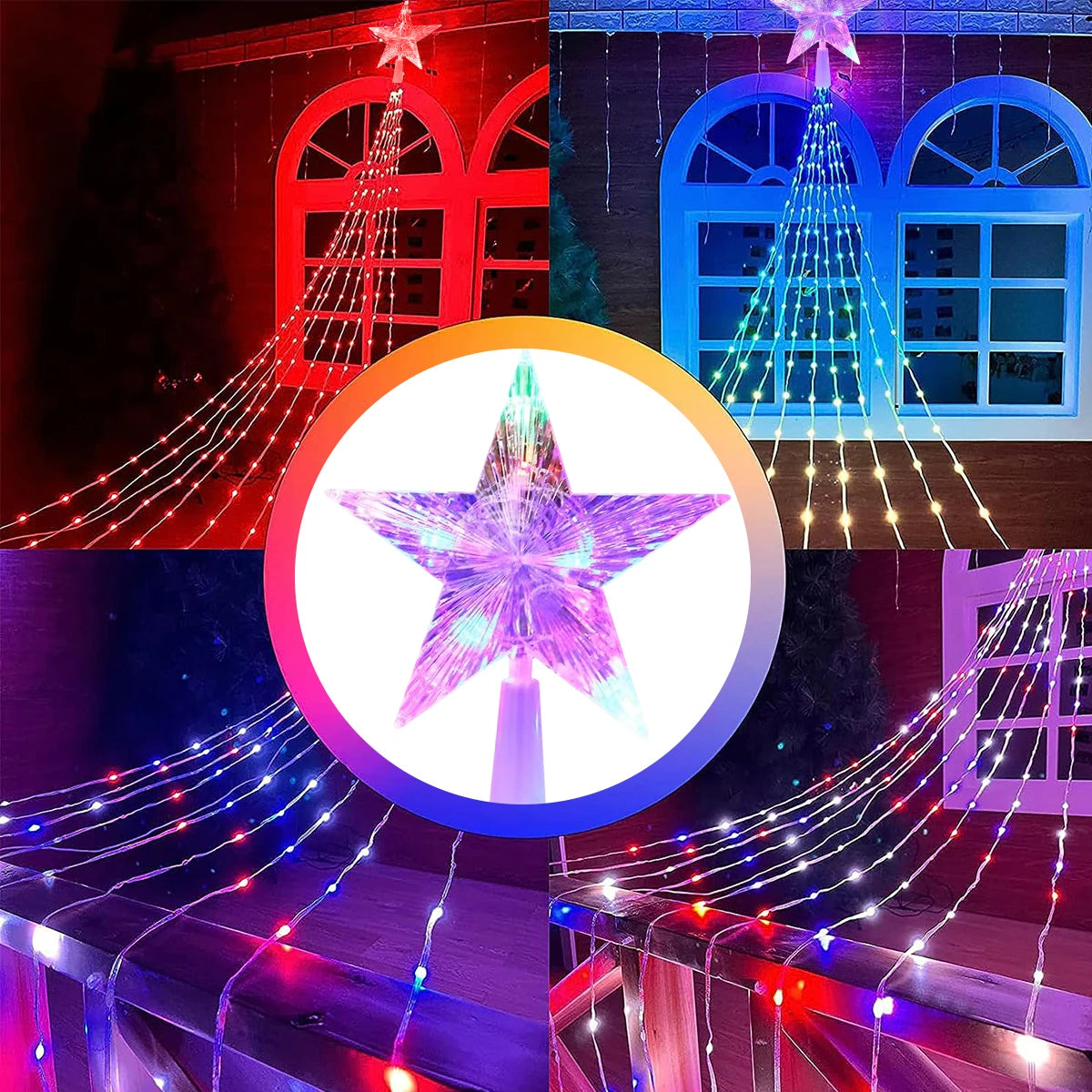 guirlande lumineuse multicolore leds cascade halloween noël moderne décoration usb solaire