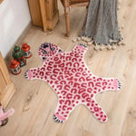 tapis imprimé léopard rose moderne salon chambre doux polyester