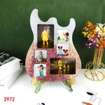 Cadre photo mural moderne violet paillettes floraux décoration argenté doréversible adhésif