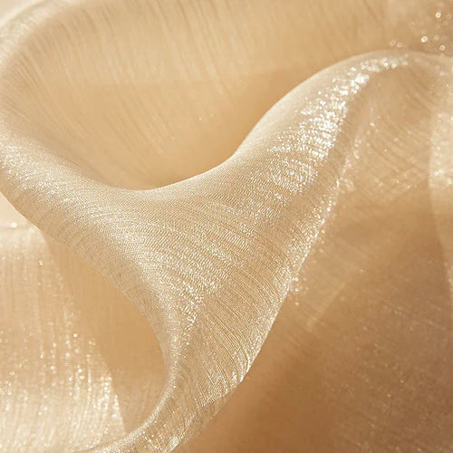 rideau fenêtre beige clair gaze dorée moderne élégant transparent léger salon maison