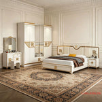 ensemble chambre coucher moderne lit double matelas latex tables chevet armoire miroir commode blanc