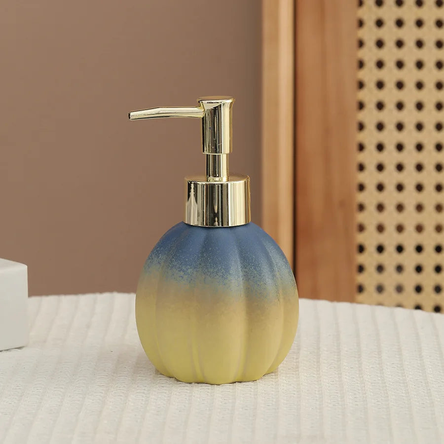 distributeur savon liquide céramique texture marbrée moderne bleu rouge vert jaune