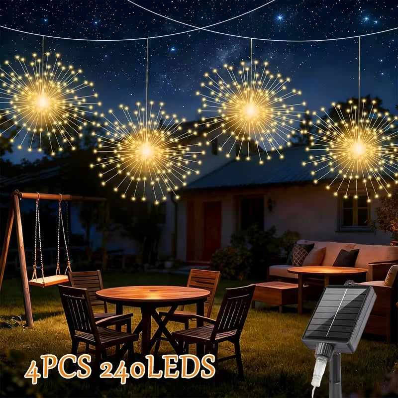 guirlande lumineuse moderne étoiles lumineuses blanc doré multicolore 240 leds fixations oeilletsextérieur decoration noel