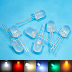 ampoules led diodes 10mm bleu rouge vert blanc chaud jaune diffuses diy commercial