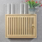 boite rangement murale routeur wifi bois poignée dorée grille