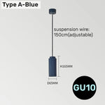 suspension lumineuse moderne blanc bleu orange rose jaune rayures verticales opaques gu10
