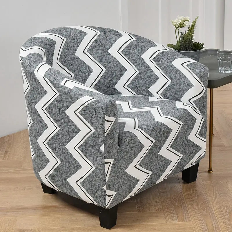 housse fauteuil tubulaire impression géométrique moderne polyestère machine bleu beige