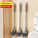brosse wc acier inoxydable gris bristles noirs moderne adhésif crochet long manche
